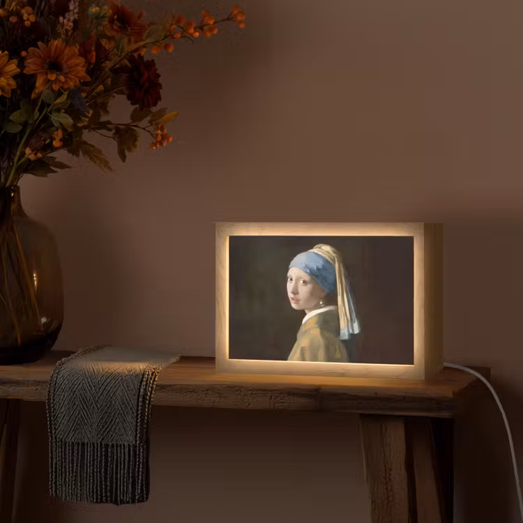 Meisje met de parel - Schilderij - Oude meesters - Vermeer Light Box met kabel (Tafellamp) klein -sfeer4