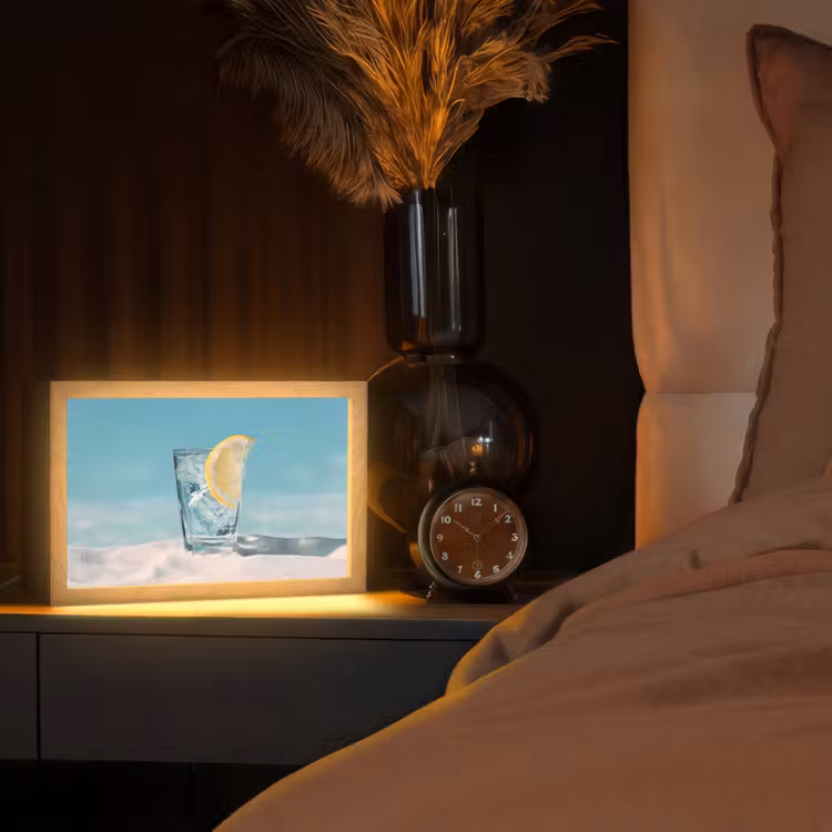 Glas - ijsblokjes - Citroen Light Box met kabel (Tafellamp) klein -sfeer1