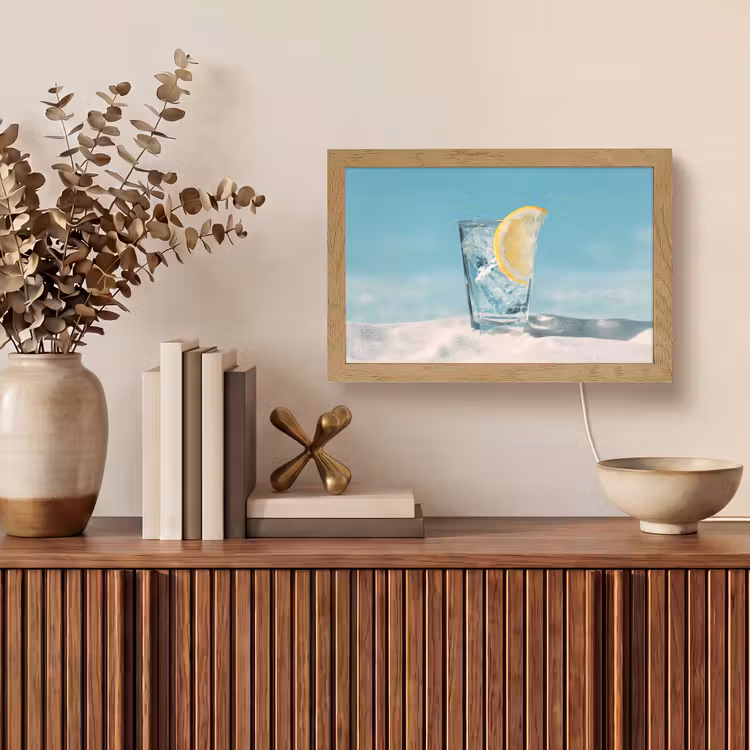 Glas - ijsblokjes - Citroen Light Box met kabel (Tafellamp) klein -sfeer2