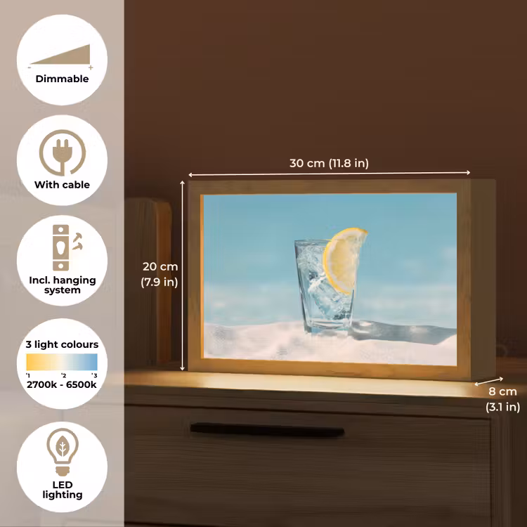 Glas - ijsblokjes - Citroen Light Box met kabel (Tafellamp) klein -USP_EN