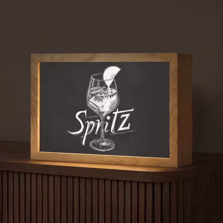 Glas spritz - Krijtletters - Ijsblokjes - Citroen Light Box met kabel (Tafellamp) klein -z3d_website