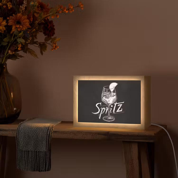 Glas spritz - Krijtletters - Ijsblokjes - Citroen Light Box met kabel (Tafellamp) klein -sfeer4