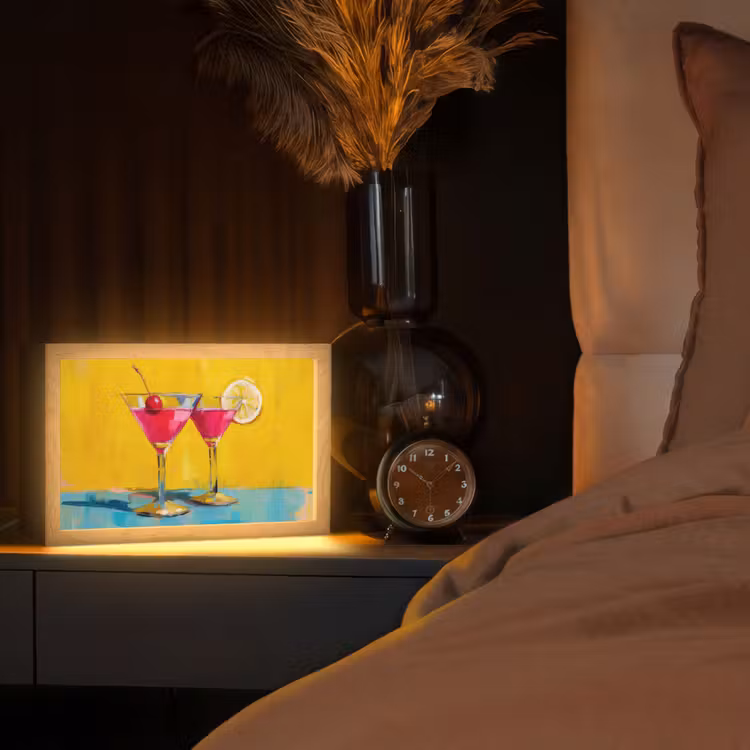 Glazen - Cocktail - Citroen - Kers Light Box met kabel (Tafellamp) klein -sfeer1