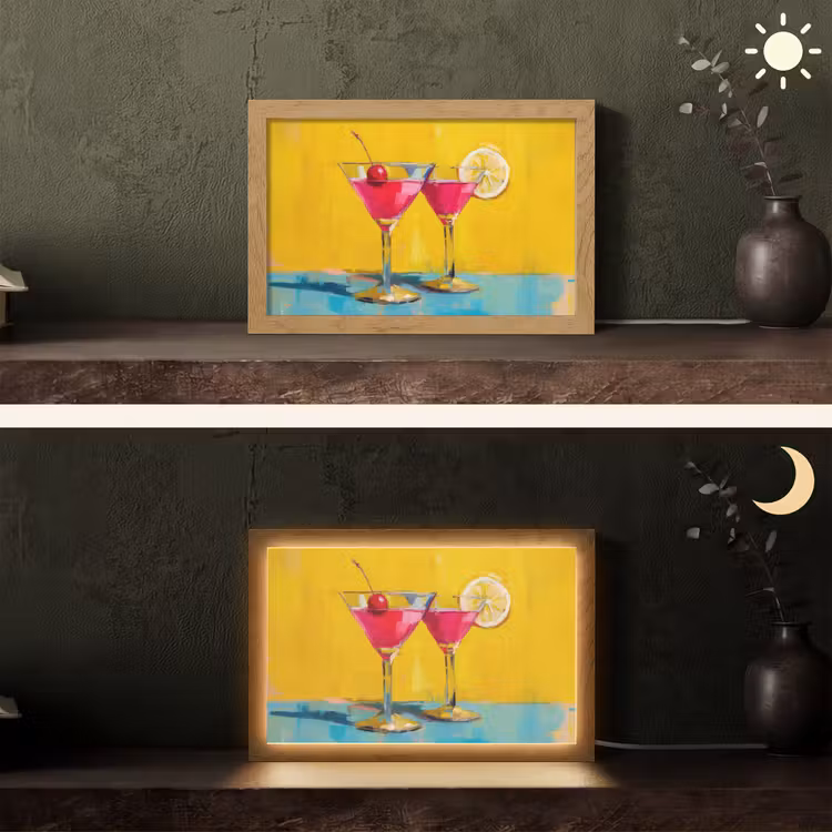 Glazen - Cocktail - Citroen - Kers Light Box met kabel (Tafellamp) klein -sfeer3