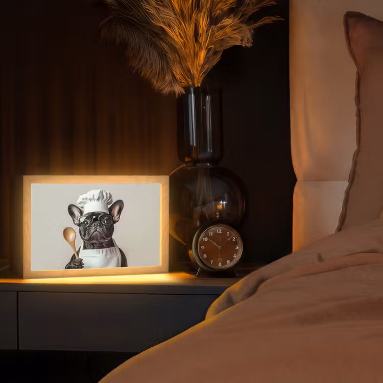Bril - Hond - Kok Light Box met kabel (Tafellamp) klein -sfeer1