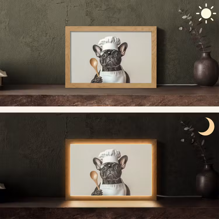 Bril - Hond - Kok Light Box met kabel (Tafellamp) klein -sfeer3