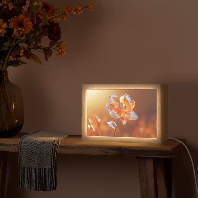Glazen - Bloem - Zonlicht Light Box met kabel (Tafellamp) klein -sfeer4