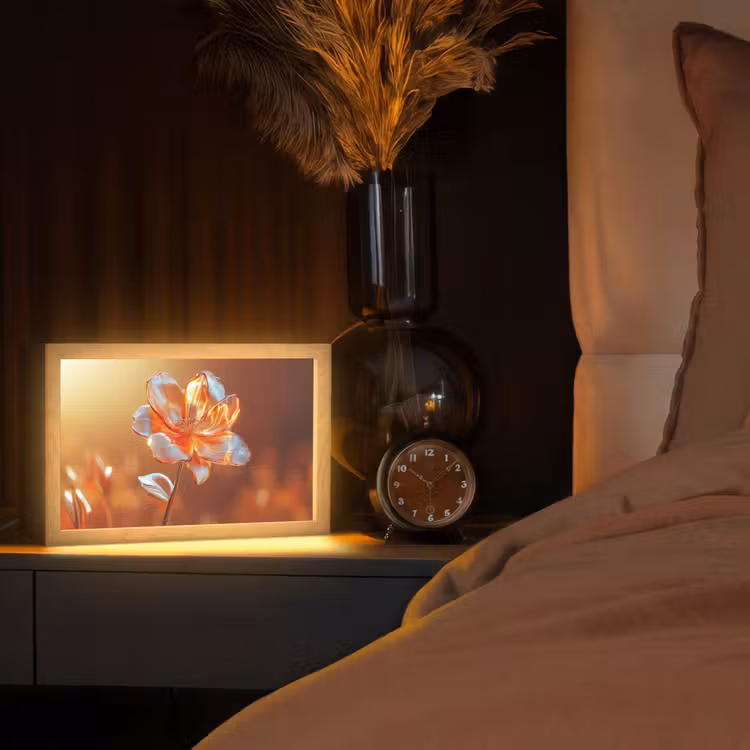 Glazen - Bloem - Zonlicht Light Box met kabel (Tafellamp) klein -sfeer1
