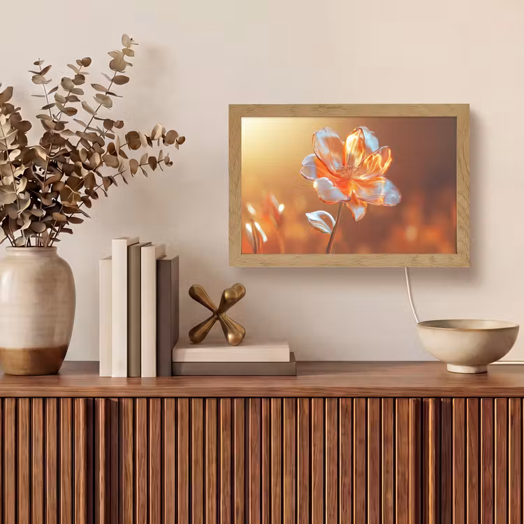 Glazen - Bloem - Zonlicht Light Box met kabel (Tafellamp) klein -sfeer2