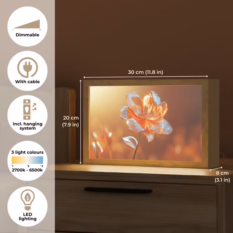 Glazen - Bloem - Zonlicht Light Box met kabel (Tafellamp) klein -USP_EN
