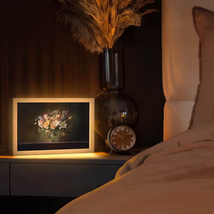Glazen - Bloemen - Boeket - Kleuren Light Box met kabel (Tafellamp) klein -sfeer1