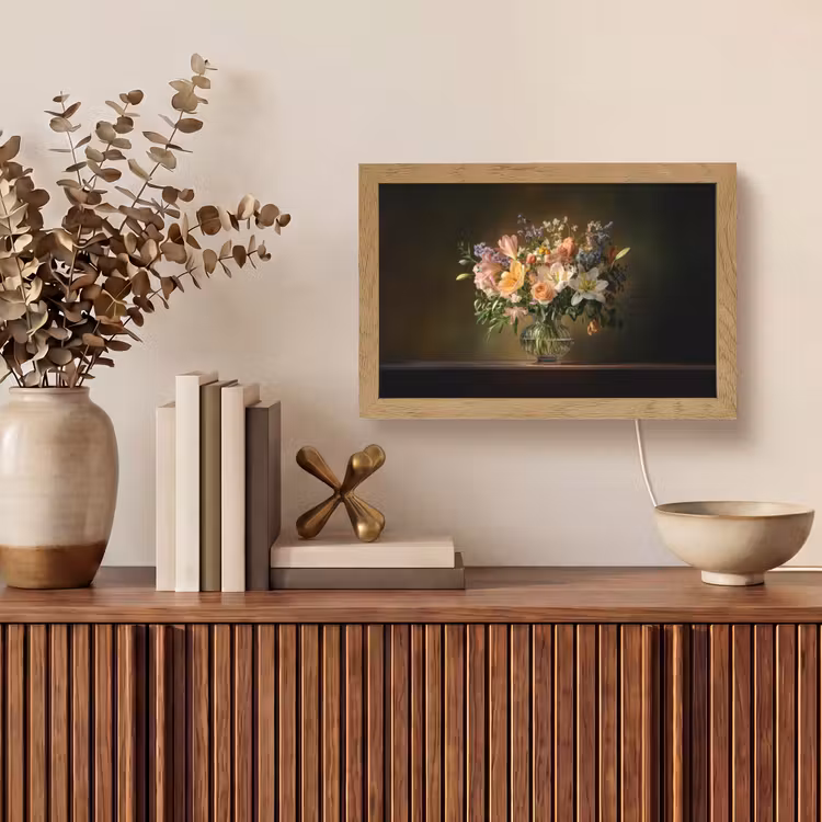 Glazen - Bloemen - Boeket - Kleuren Light Box met kabel (Tafellamp) klein -sfeer2