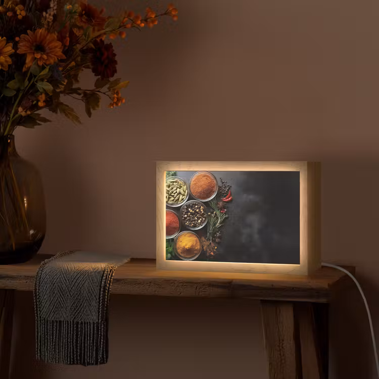 Glazen - Bakjes - Blaadjes - Kruiden Light Box met kabel (Tafellamp) klein -sfeer4