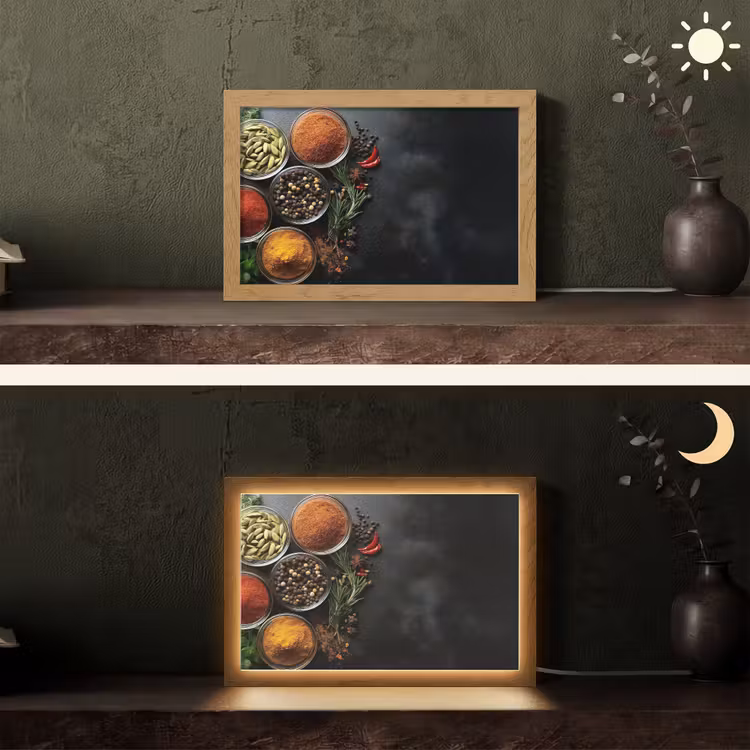 Glazen - Bakjes - Blaadjes - Kruiden Light Box met kabel (Tafellamp) klein -sfeer3