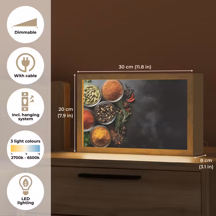 Glazen - Bakjes - Blaadjes - Kruiden Light Box met kabel (Tafellamp) klein -USP_EN