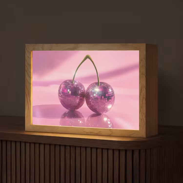 Glitter - Discobol - Roze - Kersen Light Box met kabel (Tafellamp) klein -z3d_website