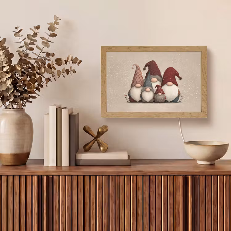 Kabouters - Kerst - Sneeuw - Puntmutsen Light Box met kabel (Tafellamp) klein -sfeer2