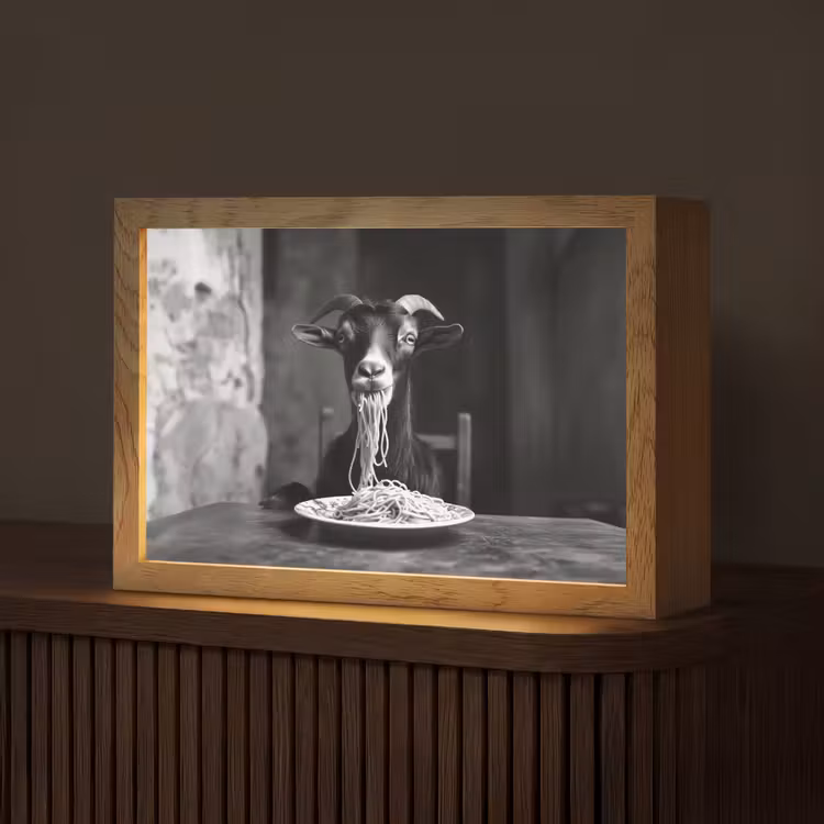 Geit - Bord - Spaghetti - Zwart Wit Light Box met kabel (Tafellamp) klein -z3d_website