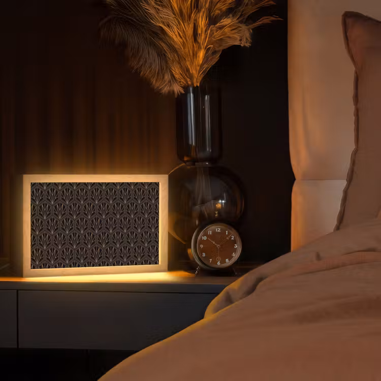Goud - Zwart - Lijnen Light Box met kabel (Tafellamp) klein 924 -sfeer1