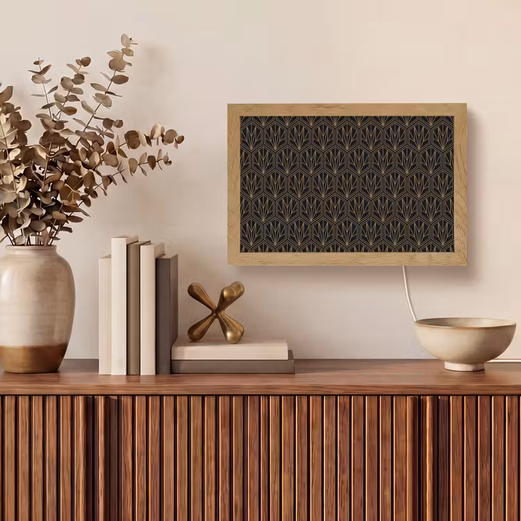 Goud - Zwart - Lijnen Light Box met kabel (Tafellamp) klein 924 -sfeer2