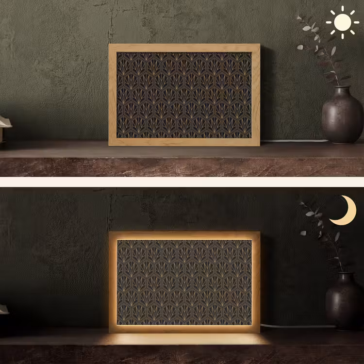 Goud - Zwart - Lijnen Light Box met kabel (Tafellamp) klein 924 -sfeer3