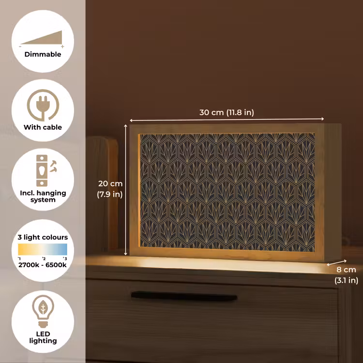 Goud - Zwart - Lijnen Light Box met kabel (Tafellamp) klein 924 -USP_EN