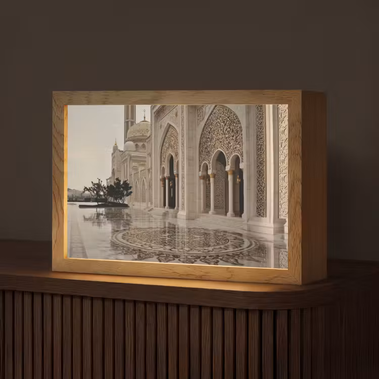 Gouden details - Marmer - Islamitisch Light Box met kabel (Tafellamp) klein -z3d_website