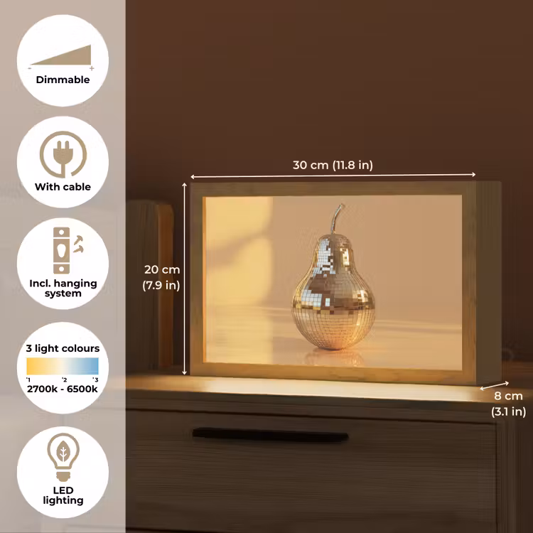 Goud - Disco - Glitter - Peer Light Box met kabel (Tafellamp) klein -USP_EN