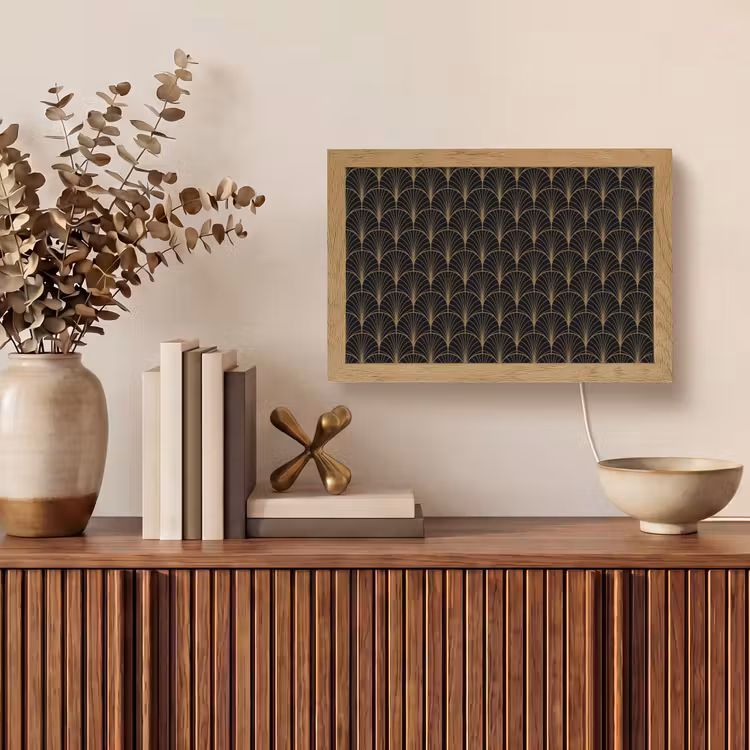 Gouden - Waaiers - Zwart Light Box met kabel (Tafellamp) klein 924 -sfeer2