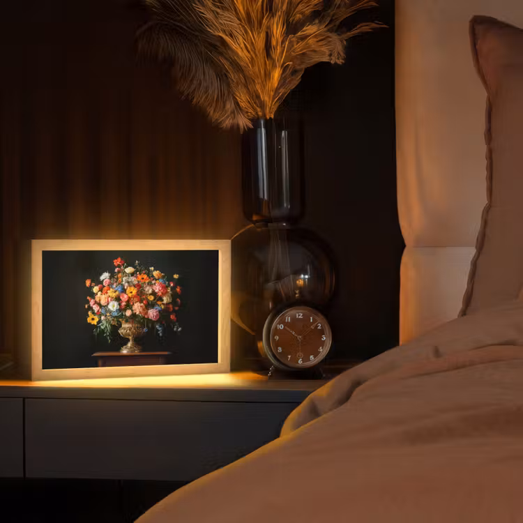Goud - Bloemen - Kleuren - Vaas Light Box met kabel (Tafellamp) klein -sfeer1