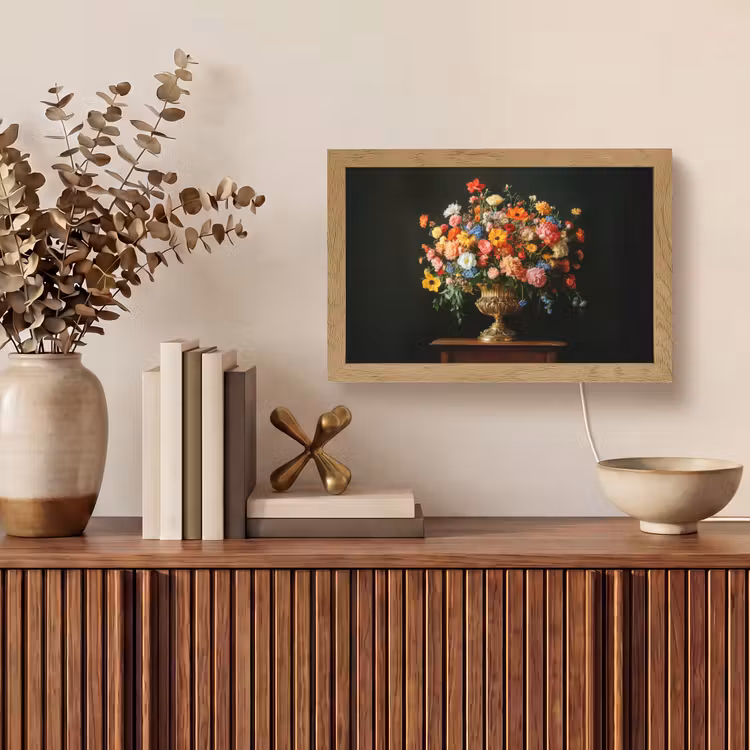 Goud - Bloemen - Kleuren - Vaas Light Box met kabel (Tafellamp) klein -sfeer2