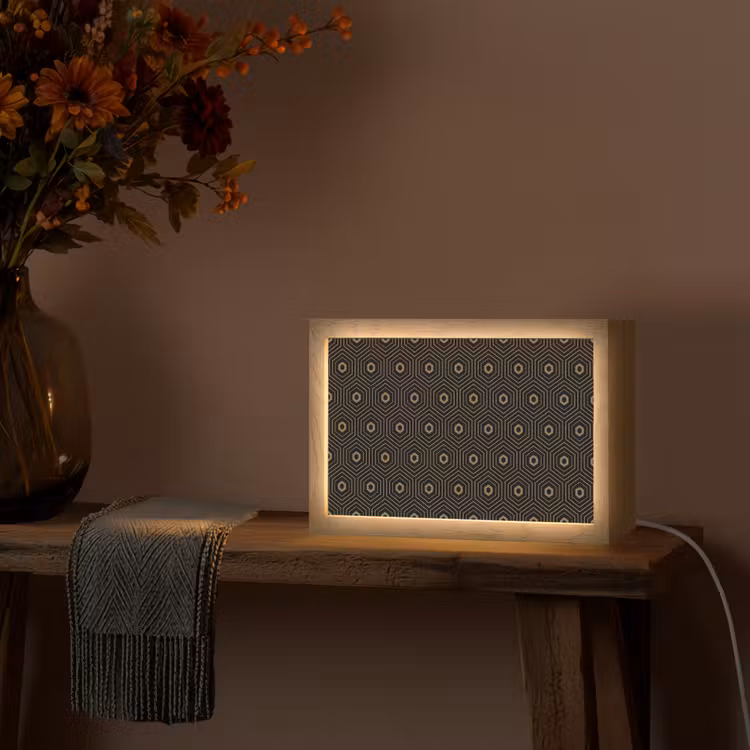 Goud - Illusie - Patroon Light Box met kabel (Tafellamp) klein 924 -sfeer4