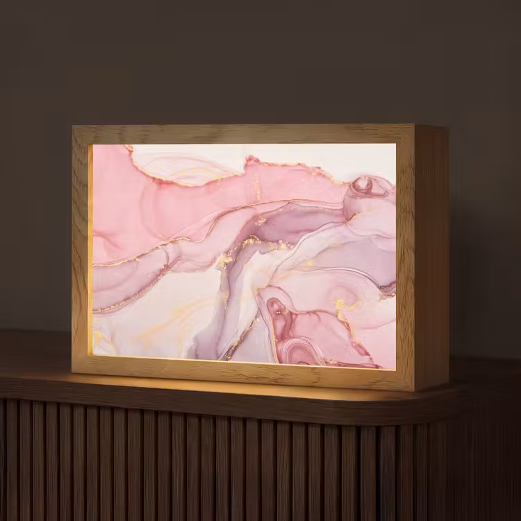 Goud - Marmer - Roze Light Box met kabel (Tafellamp) klein -z3d_website