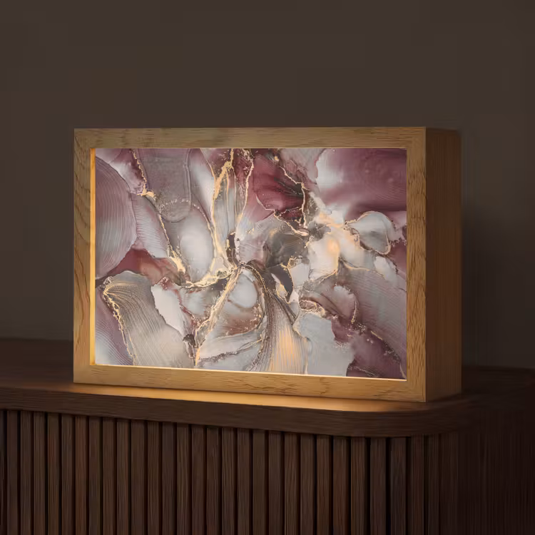 Goud - Marmer - Paars Light Box met kabel (Tafellamp) klein -z3d_website