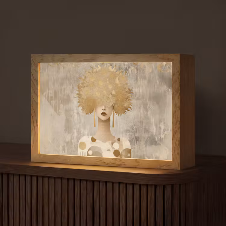 Goud - Portret - Vrouw Light Box met kabel (Tafellamp) klein -z3d_website