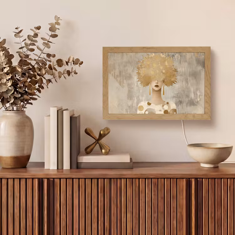 Goud - Portret - Vrouw Light Box met kabel (Tafellamp) klein -sfeer2
