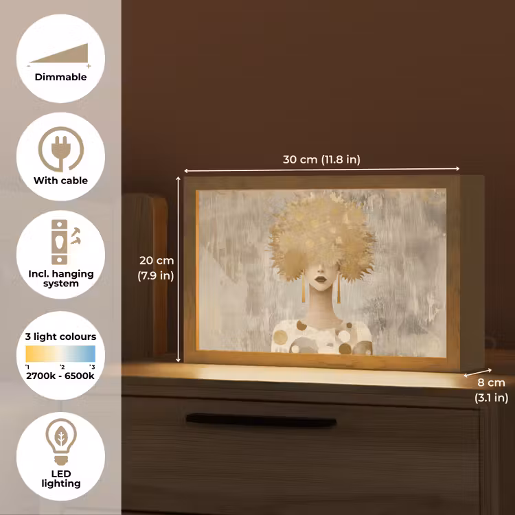 Goud - Portret - Vrouw Light Box met kabel (Tafellamp) klein -USP_EN