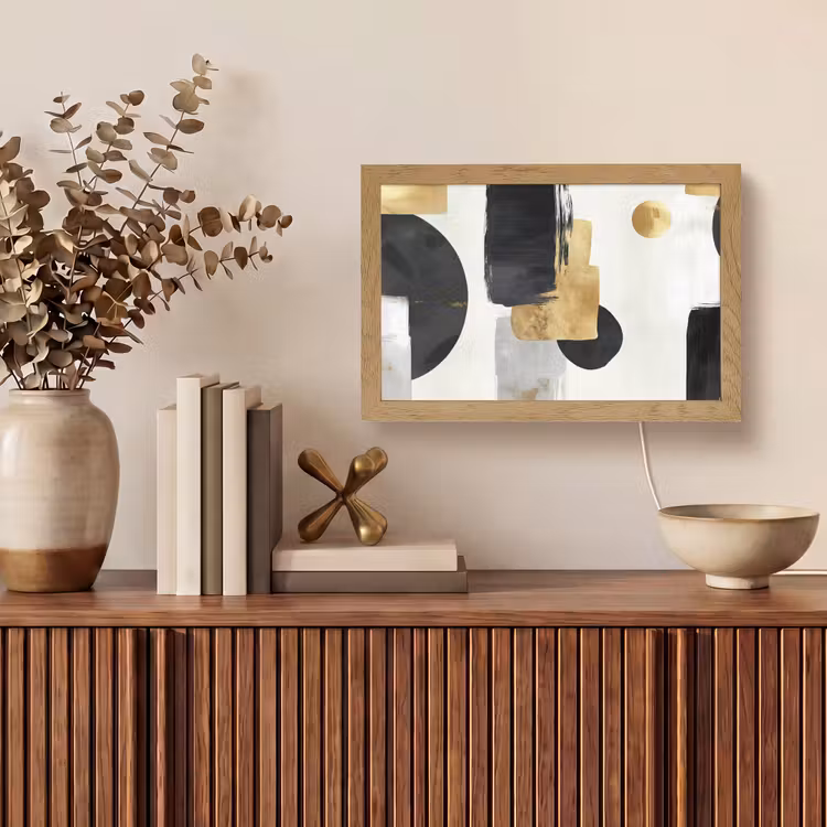 Goud - Rechthoeken - Cirkels - Abstract Light Box met kabel (Tafellamp) klein -sfeer2