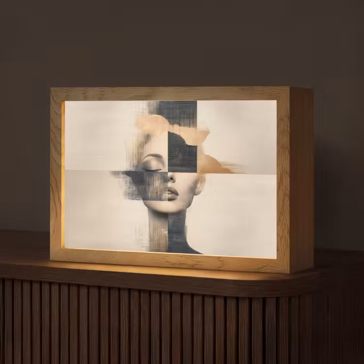 Goud - Vrouw - Rechthoeken Light Box met kabel (Tafellamp) klein -z3d_website