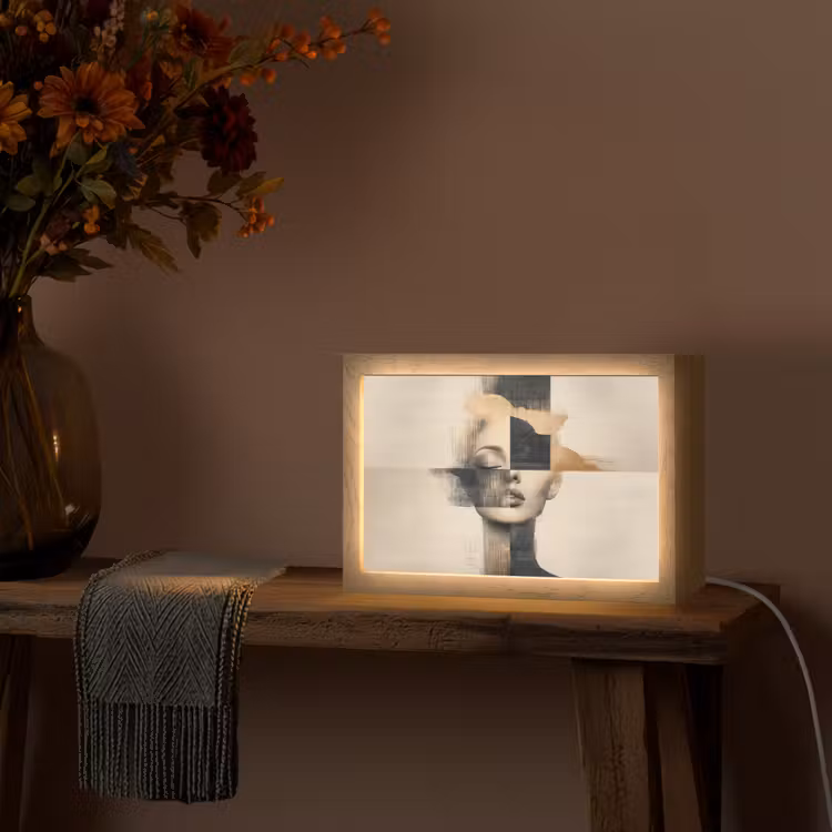 Goud - Vrouw - Rechthoeken Light Box met kabel (Tafellamp) klein -sfeer4