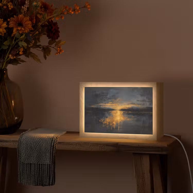 Gouden Reflectie op Water Light Box met kabel (Tafellamp) klein -sfeer4