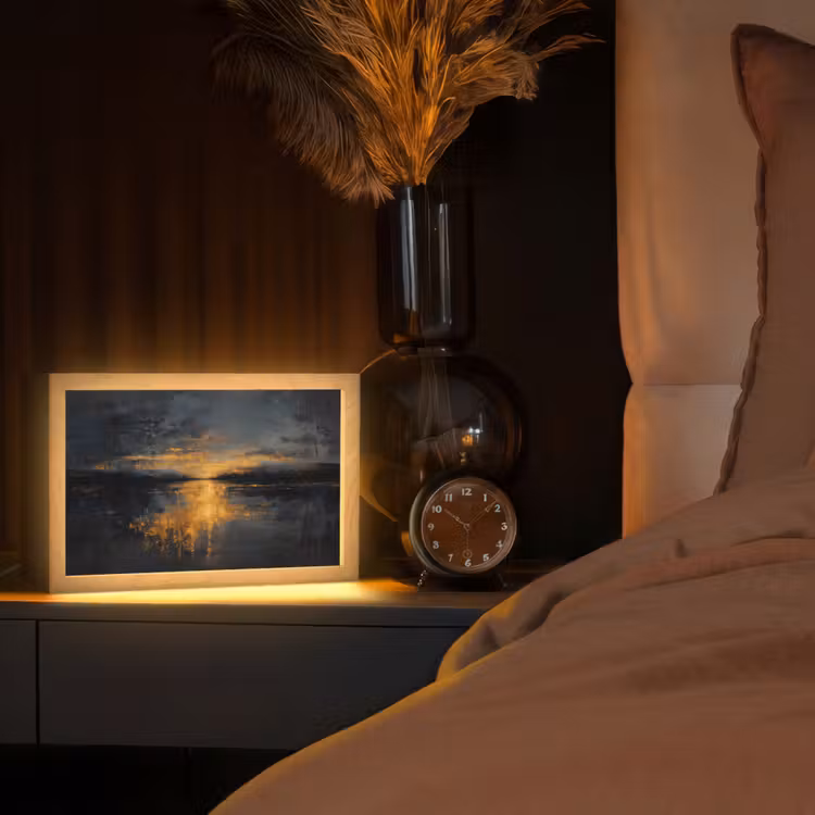 Gouden Reflectie op Water Light Box met kabel (Tafellamp) klein -sfeer1