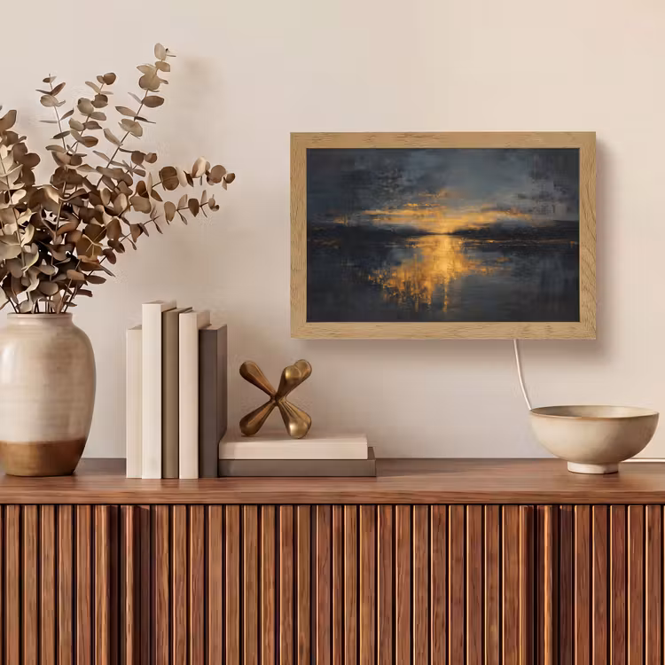 Gouden Reflectie op Water Light Box met kabel (Tafellamp) klein -sfeer2