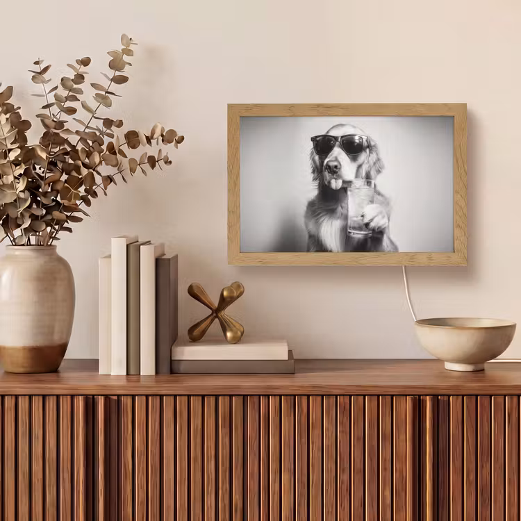Golden retriever - Hond - Zonnebril - Gkas Light Box met kabel (Tafellamp) klein -sfeer2