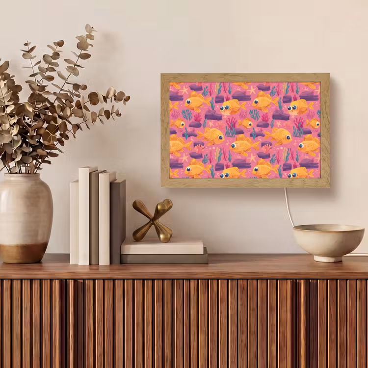 Goudvissen - Koraal - Kleurrijk Light Box met kabel (Tafellamp) klein 924 -sfeer2