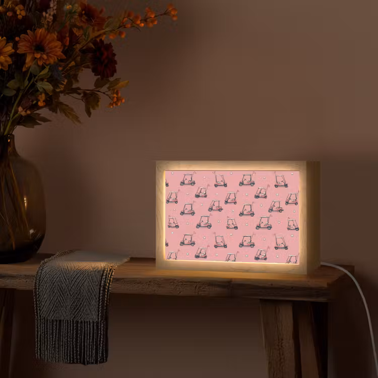 Golfkar - Retro - Roze Light Box met kabel (Tafellamp) klein 924 -sfeer4