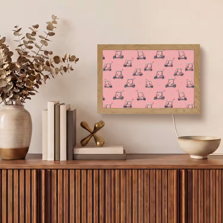Golfkar - Retro - Roze Light Box met kabel (Tafellamp) klein 924 -sfeer2