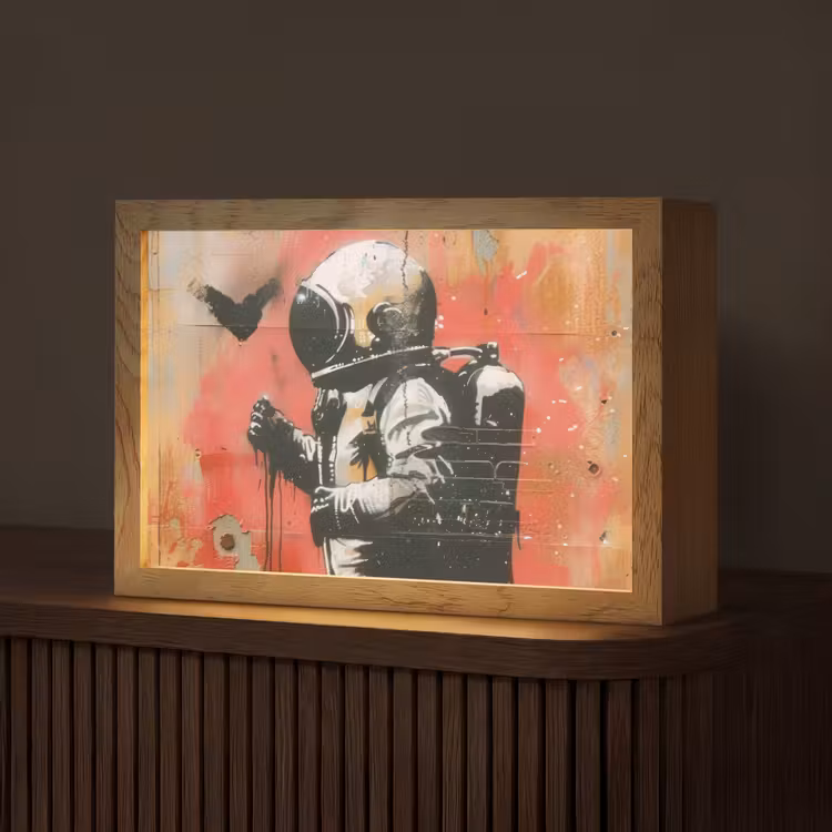 Graffiti - Astronaut - Street art - Ruimte Light Box met kabel (Tafellamp) klein -z3d_website