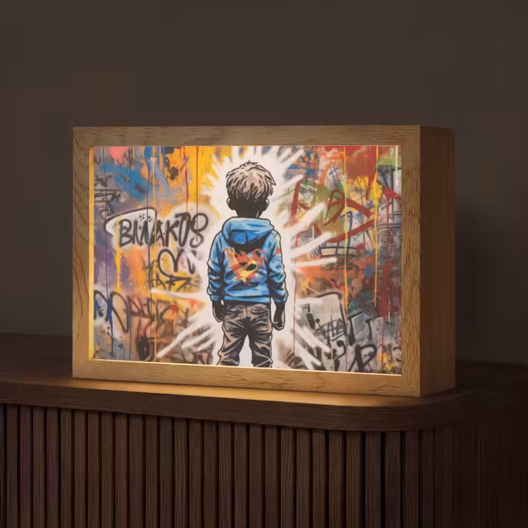 Graffiti - Jongen - Kleuren - Street Art Light Box met kabel (Tafellamp) klein -z3d_website