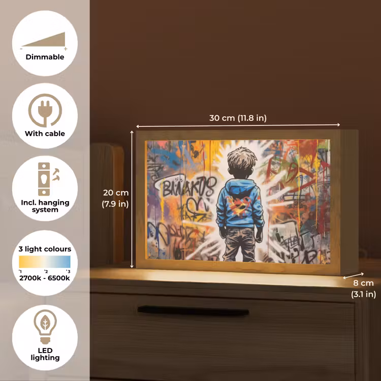 Graffiti - Jongen - Kleuren - Street Art Light Box met kabel (Tafellamp) klein -USP_EN